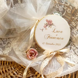 Wedding tambourine, personalized placeholder favor with bride and groom's name, Sicilian drum 15 cm