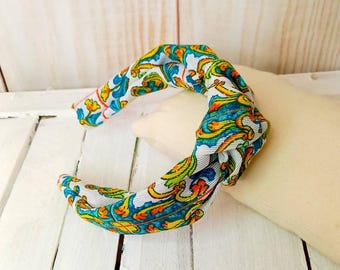 Hairband for women, Sicilian style majolica fabric