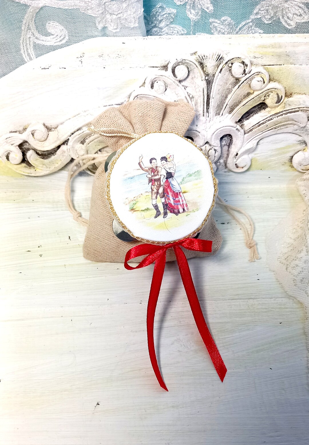 Personalized Wedding Tambourines, Shabby Wedding Favors, Mini