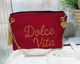 Dolce Vita embroidered bag, personalized Sicilian bags, gift for women