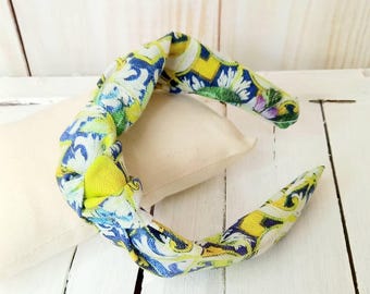 Hairband for women, Sicilian style majolica fabric