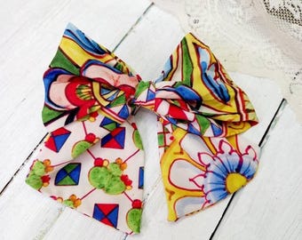 Huge bow hair chips, girls bow hair clip, accessories, satin tie bow, handmade italian, hair bows for women