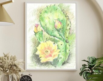 Cactus print, floral print, wall art for any environment