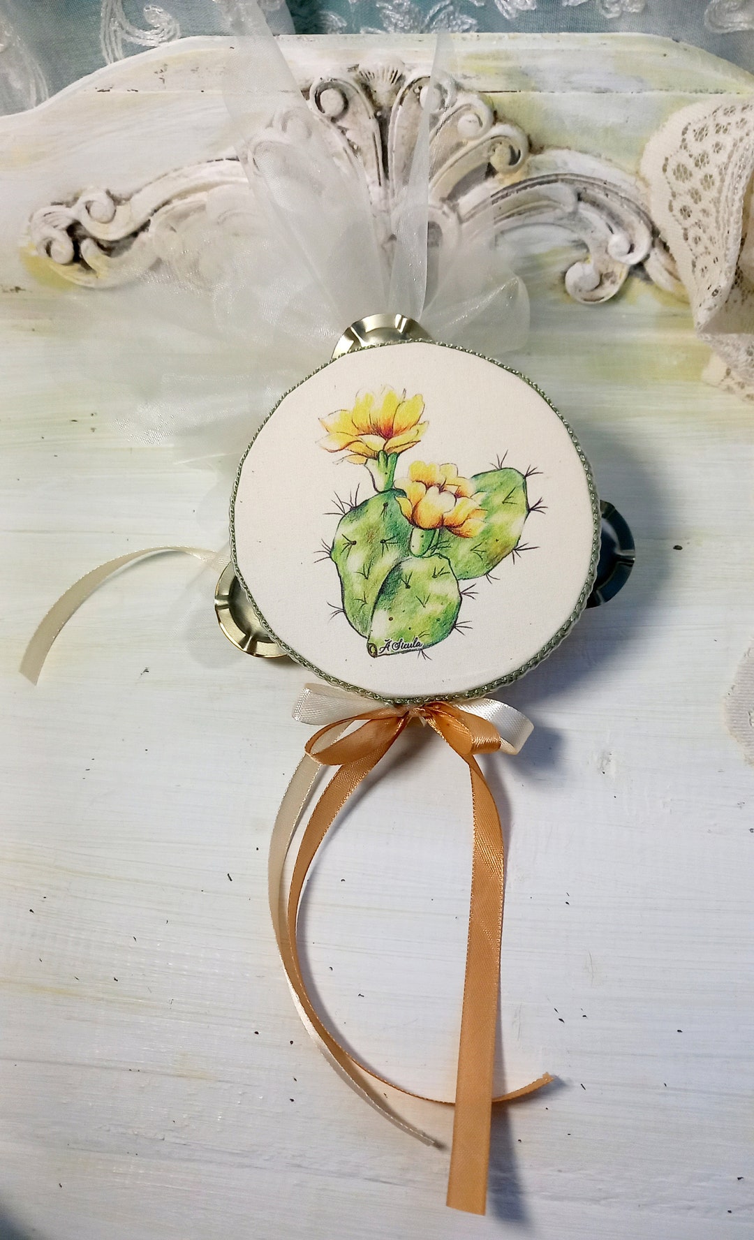 Personalized Wedding Tambourines, Shabby Wedding Favors, Mini