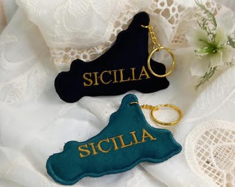 Sicilian velvet keychain, embroidered, gift for girlfriend, Christmas gift