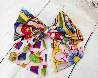 Huge bow hair chips, girls bow hair clip, accessories, satin tie bow, handmade italian, hair bows for women
