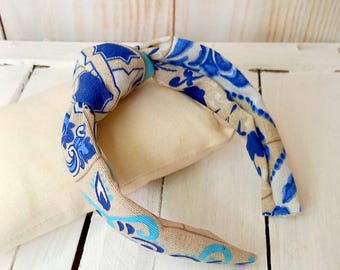 Hairband for women, Sicilian style majolica fabric