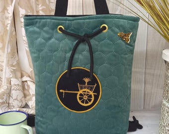Sicilian green velvet bag, bags made in Italy