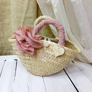 Wedding favor for first communion baptism, personalized purse with yellow flower