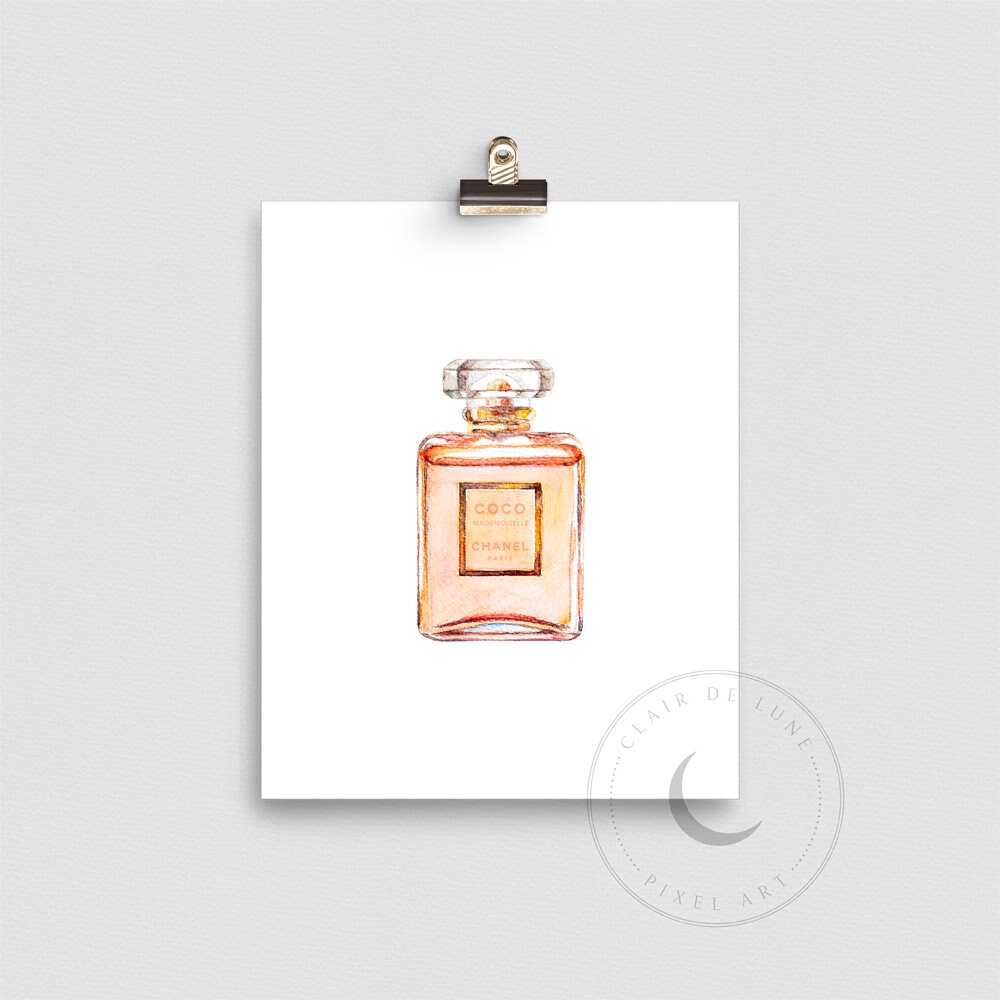 Coco CHANEL Mademoiselle Perfume Bottle Illustration 