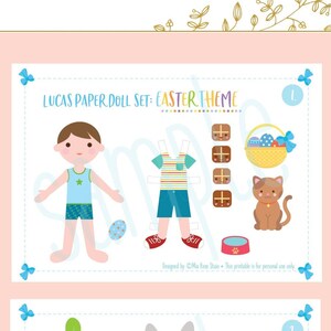 Set ragazzo stampabile Paper Doll - Paper Doll Download immediato Paper Doll PDF, bambola di carta digitale
