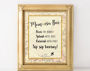 Mom Osa Bar Sign World Map 8x10 Travel Theme Printable Baby Etsy