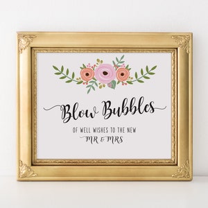 Druckbares Blasenschild, Bubbles Hochzeitsschild, Bubble Send Off, Bubble Well Wishes, Bubble Wandanhänger, Hochzeitswünsche, Zeremonienblasen