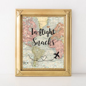 Mapa mundi para impressão em voo, lanches, mapa mundi 8x10, tema de casamento para viagem, chá de bebê para viagem, decorações de festa de viagem, vintage