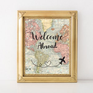 Printable Welcome Sign World Map 8x10 Travel Wedding Party Theme, Around The World, Guest Arrivals, Welcome Abroad, Adventure Awaits