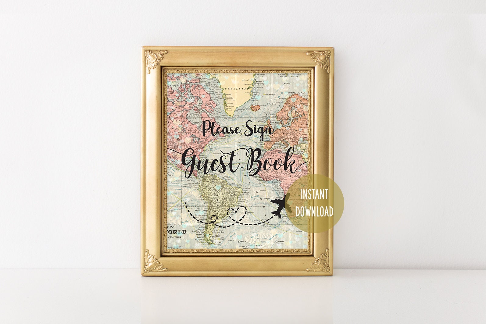 Please Sign Guest Book Sign World Map 8x10, Travel Themed Guestbook, Wedding Guest Book,  Travel Wedding Party Theme, Guestbook Sign