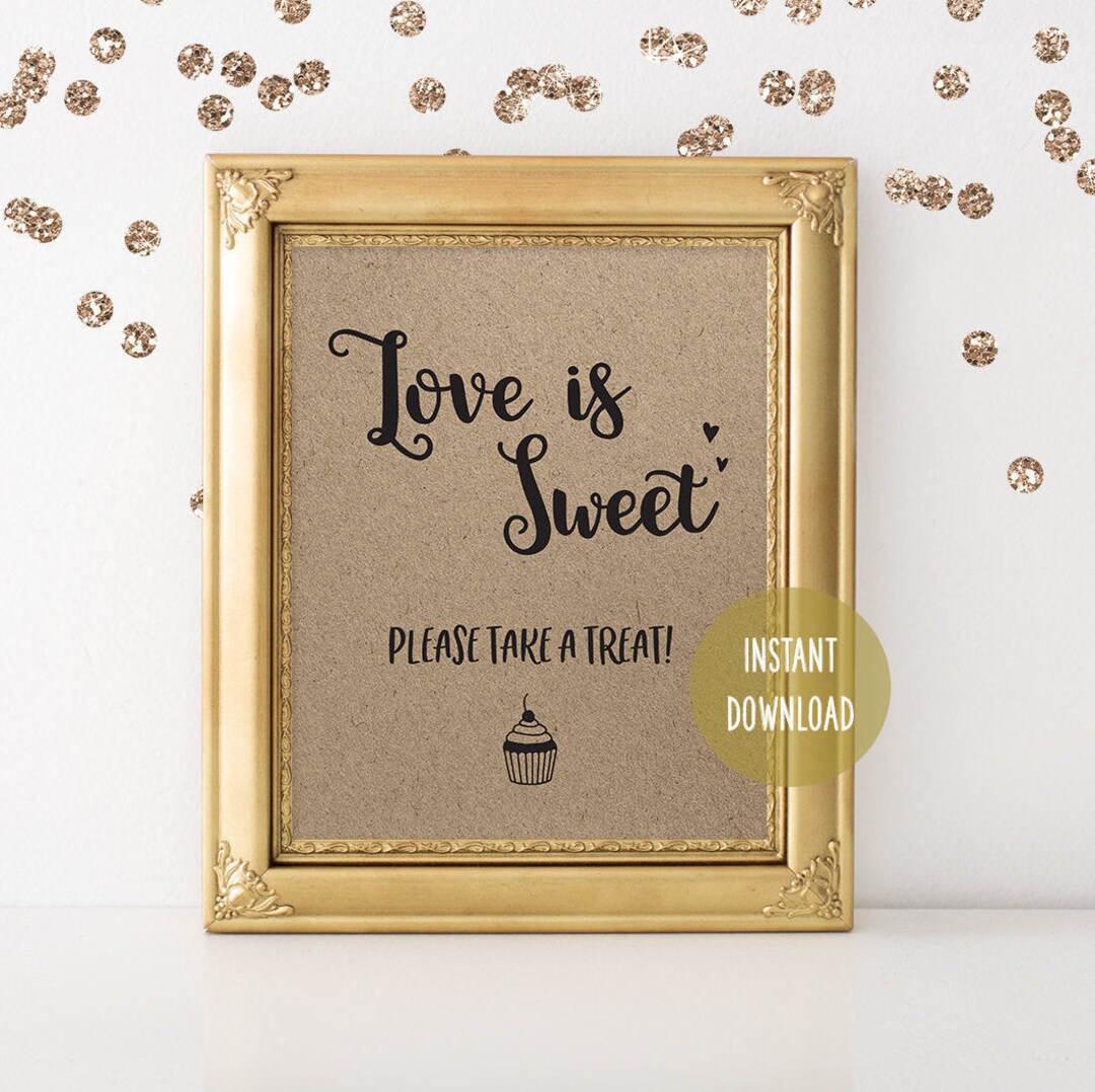 Love is Sweet Sign, Dessert Table Sign, Take a Treat Sign, Candy Bar ...