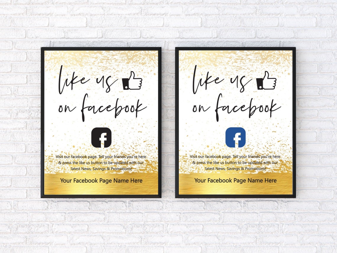 Like Us On Facebook Gold Sign Social Media 8x10 Small Etsy