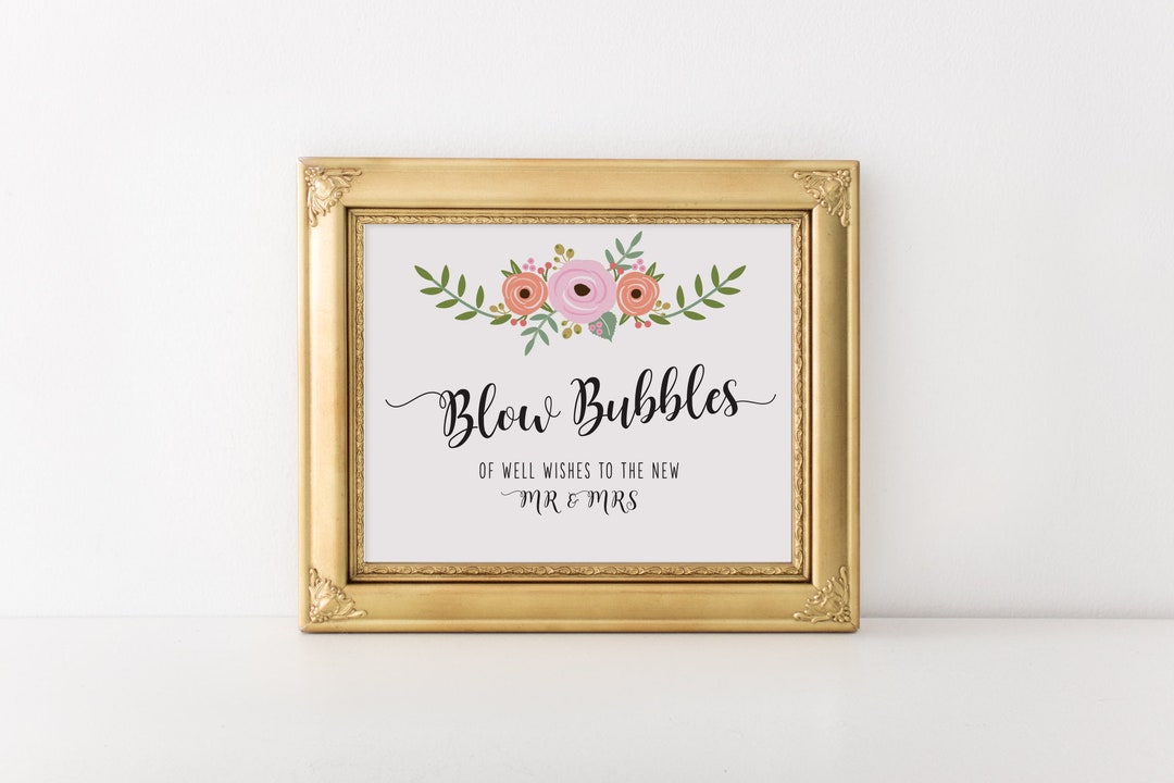 Printable Blow Bubbles Sign, Bubbles Wedding Sign, Bubble Send Off ...