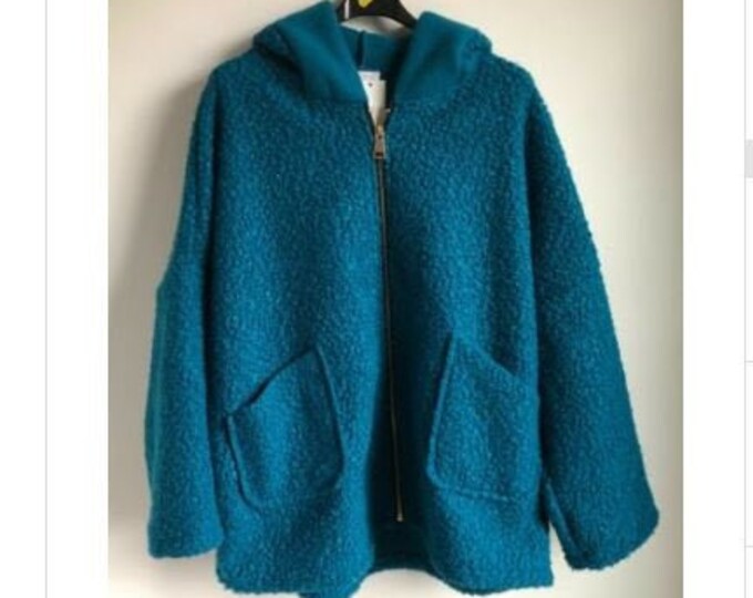 Wool Blend Jacket Textured Hooded Plus Size 16 - 22