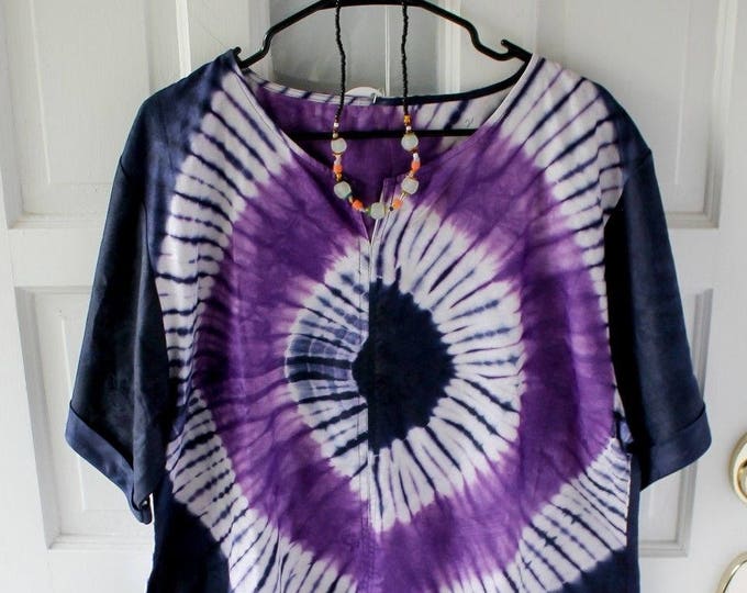 African Cotton Split Neck Batik Tunic 2X