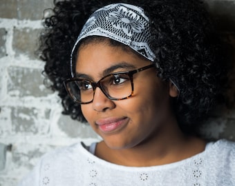 African Fabric Headband Wide 100% Cotton with Covered Elastic Back Flowers