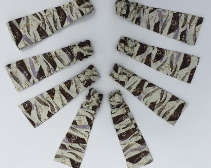 African Fabric Headband Wide 100% Cotton with Covered Elastic Back Brown Purple