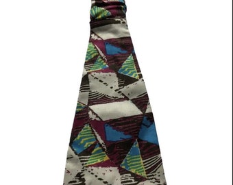 African Fabric Headband Wide 100% Cotton with Covered Elastic Back Brown Green