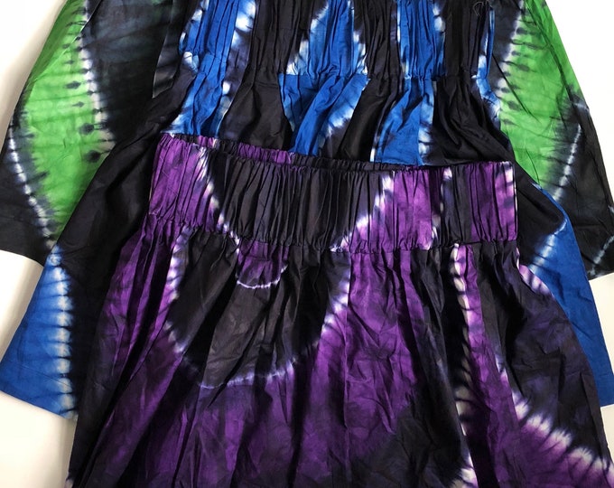 African Cotton Skirts Green Size 0X, Blue Size 1X, Purple Size 2X Washable