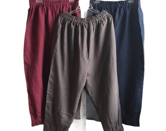 Linen Ankle Pants Fits Plus Size 18 20 22 Blue Maroon Gray