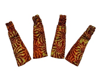 Cotton Headband African Fabric Ethnic Thick Elastic Back Stretch Orange Batik