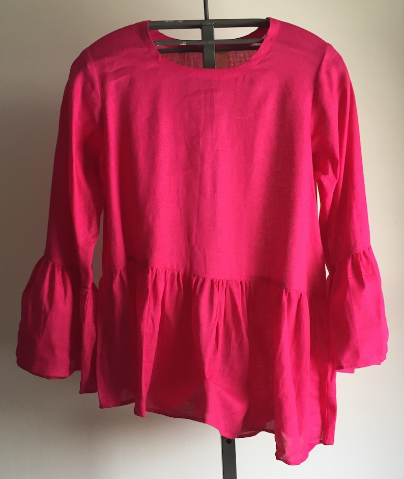Womens Linen Ruffled Tunic Top Hot Pink 14W 18W 18W Long - Etsy