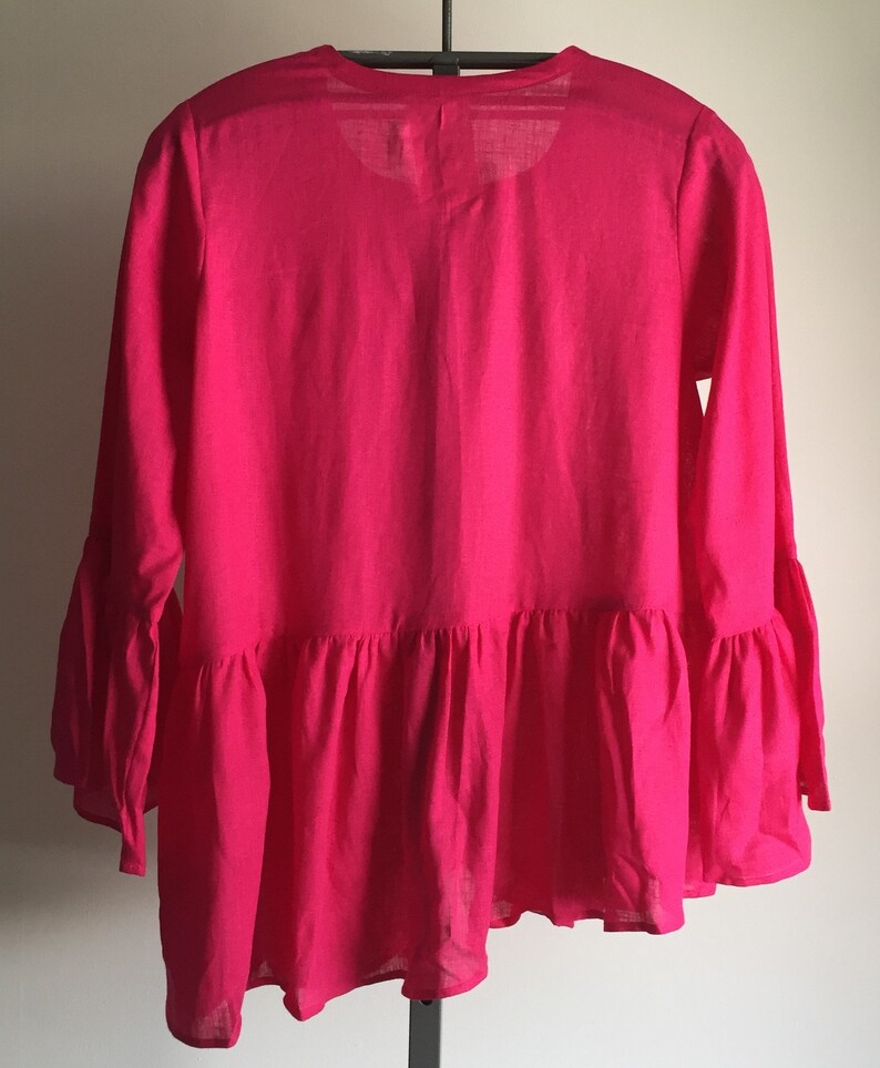 Womens Linen Ruffled Tunic Top Hot Pink 14W 18W 18W Long - Etsy
