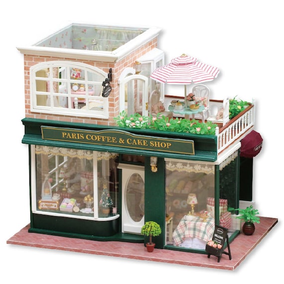 image 0 image 1 image 2 image 3 image 4 French Coffee Journey - Miniature DIY Dollhouse Kit