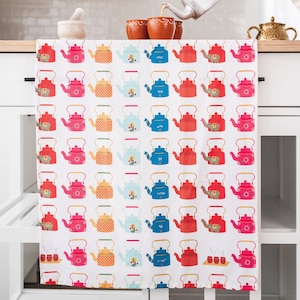 Chai Kettle Tea Towel -  Indian Kitchenware, Diwali, Pakistani, Indian, South Asian, Chai, Hindi Urdu, Eid, Deepavali, Decor,