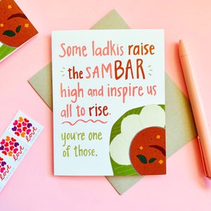 Raise the Sambar - Freundschaftskarte, Indische Karte, Pyarful, Desi, Südasiatisch, Indisches Essen, Raise the Bar, Punny, Südindisch