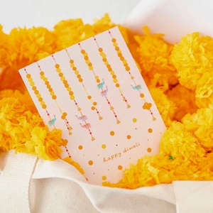 Diwali Decor -  Indian Card, Pyarful, Desi, South Asian, Deepavali, Diya, Marigolds