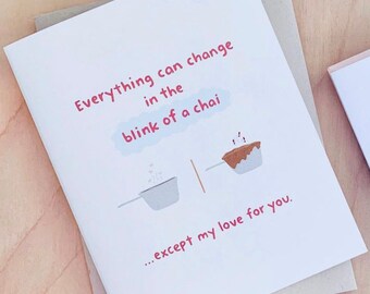 The Blink of a Chai - Love card, Pakistani, South Asian, Desi, Valentine, Anniversary Card, Punny Card, Pyarful, Indian, Friendship