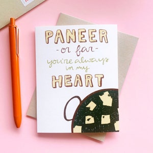 Paneer or Far - Freundschaftskarte, Far away Friend, Indian Card, Pyarful, Desi, South Asian, Paneer, Indian Food, Abstand, Miss You