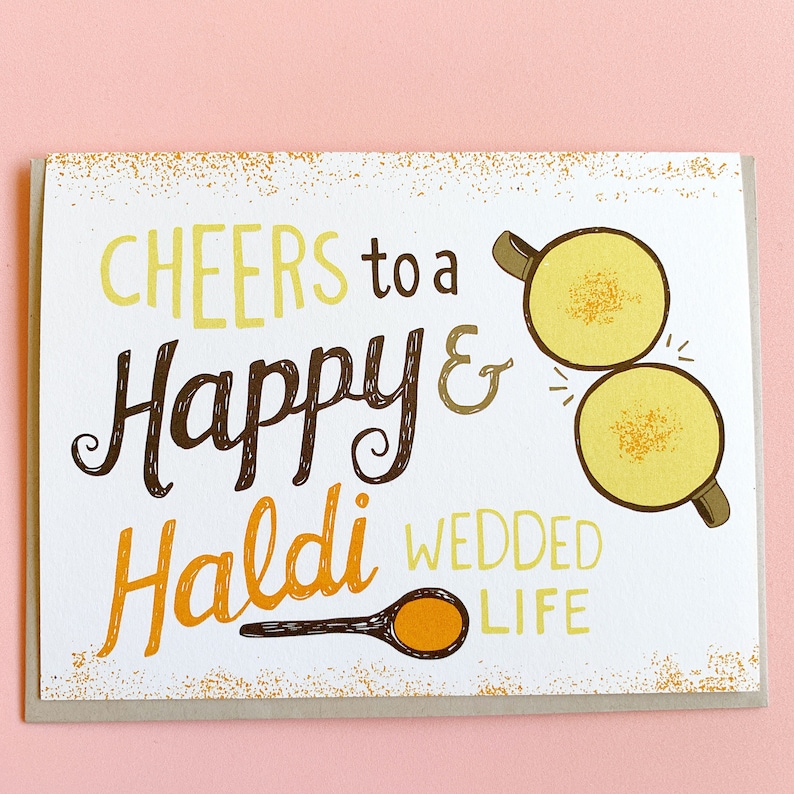 Desi Pakistani Indian Wedding South Asian Hindi Best Wishes Urdu Pyarful Haldi Doodh Indian Bride Congrats Indian card