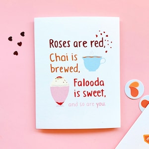 Chai and Falooda - Chai, Tea, Love card, Anniversary Card, Punny Card, Pyarful, Indian, Friendship
