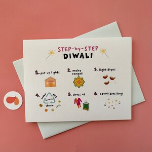 Diwali étape par étape - Diwali, carte indienne, Pyarful, Desi, Asie du Sud, carte de voeux, carte de remerciement