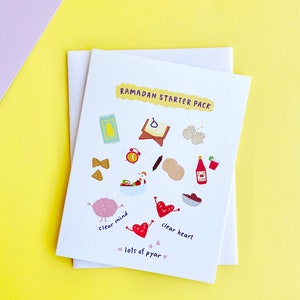 Ramadan Starter Pack- Indian, Ramadan & Eid Card, Desi, Pakistani, Samosa, Tasbih, South Asian, Pyarful, Greeting Card