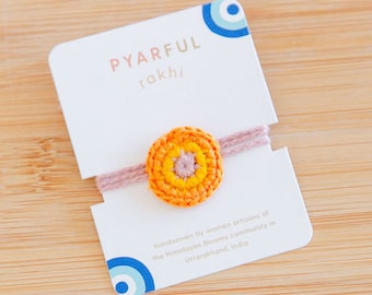 Lavender Rakhi - evil-eye inspired, handwoven, crochet, raksha bandhan, indian, south asian, indian bracelet