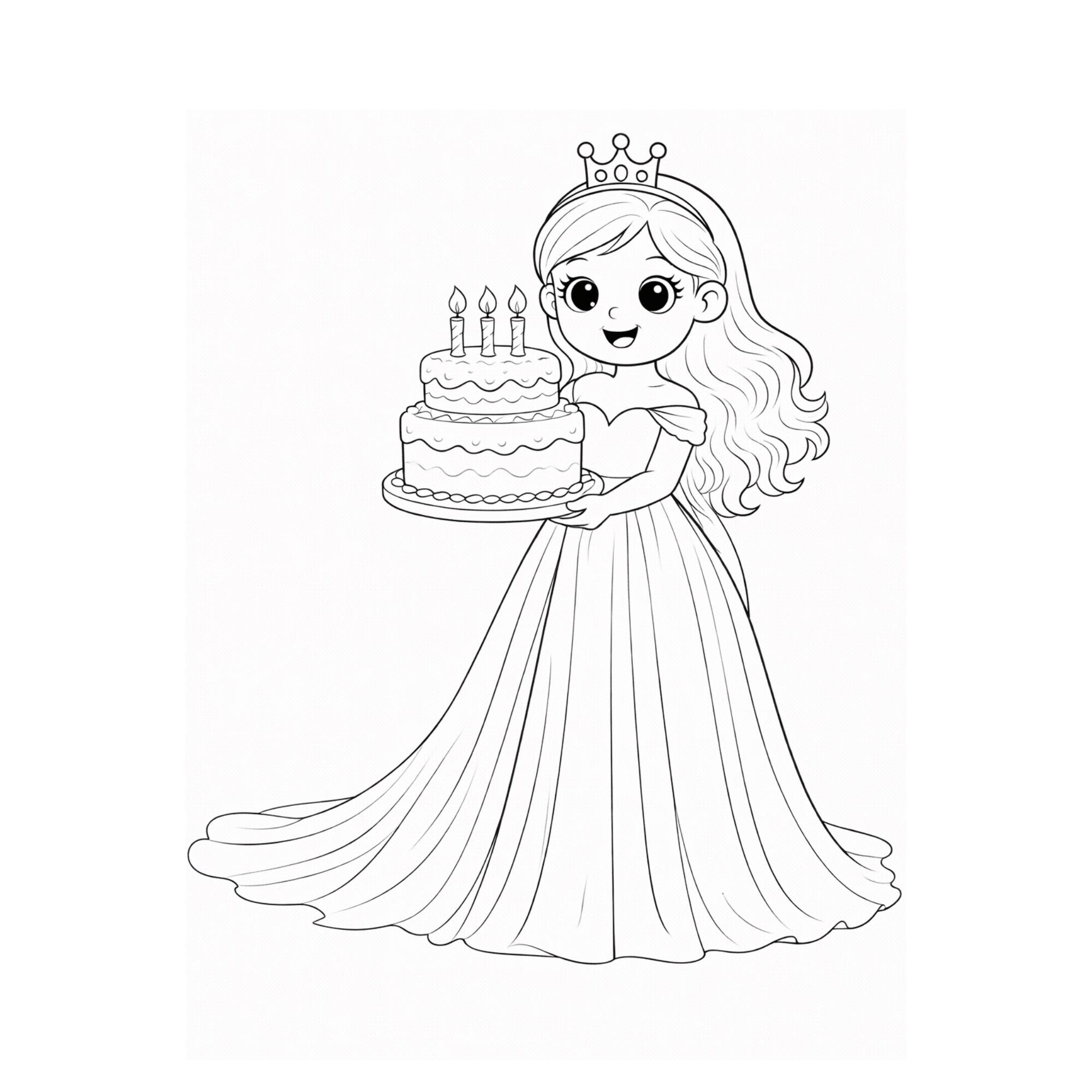 50 Pages Coloring Princess, Coloring Book, Coloring Pages for Kids ...