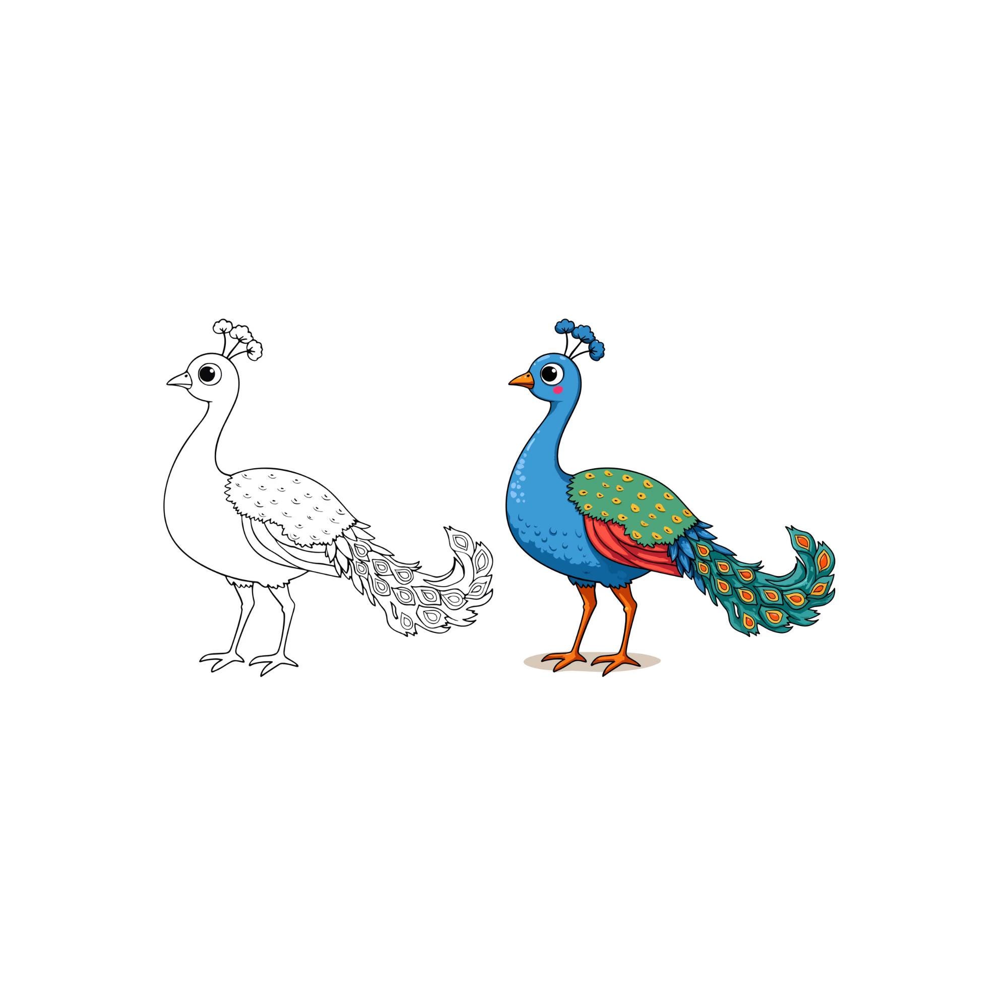 Kids Coloring Pages With Colored Examples - 50 Pages - Etsy