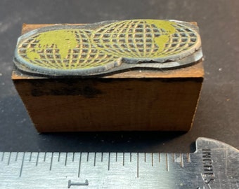 Letterpress Printing Block: Two Worlds Globe Engraving