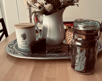 Antique Mason Jar w/Printers Cuts and Type