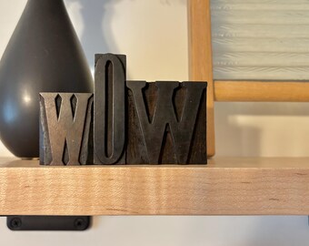 Vintage Wood Type "Wow" - 1940s Printing Block (4x2)
