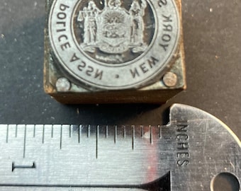 Vintage Letterpress Printing Block: NY Police Chief Logo